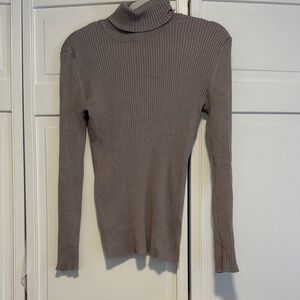 Harve Benard Grey Ribbed Turtleneck Sweater